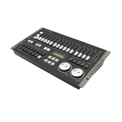 Professional black and white dmx max lighting controller with digital display and white knobs for stage lighting control