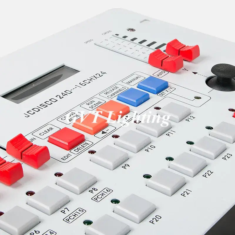 Professional white and black stage light console jcdisco 240 16chy24 with red blue and gray buttons for event room use