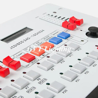 Professional white and black stage light console jcdisco 240 16chy24 with red blue and gray buttons for event room use