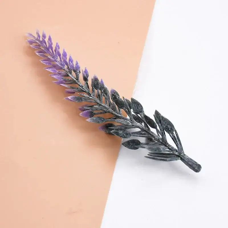 Purple and dark gray artificial plants lavender sprig with detailed leaves from decorbites 10pcs plastic grass set for living room decor