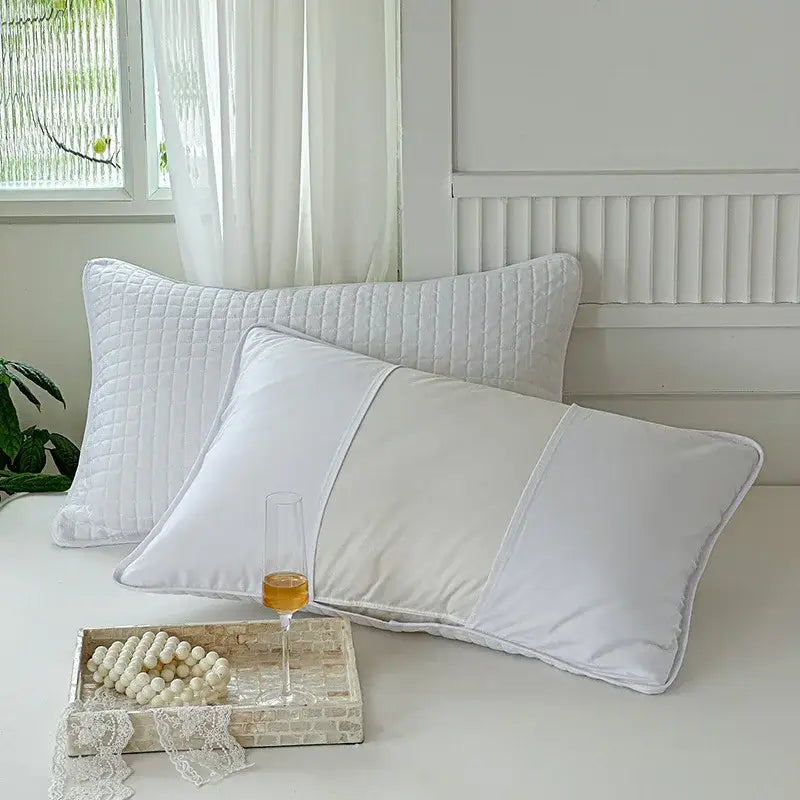 White quilted decorbites cotton pillowcase with subtle diamond stitch and crisp edges for bedroom use