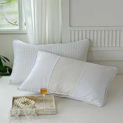 White quilted decorbites cotton pillowcase with subtle diamond stitch and crisp edges for bedroom use
