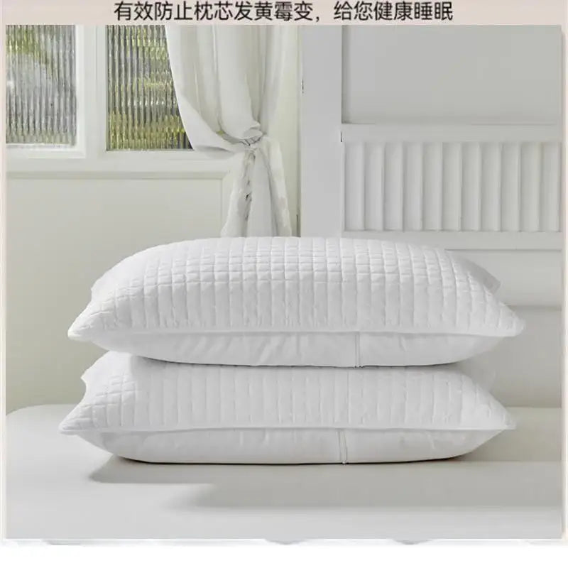 White quilted decorbites cotton pillowcase with subtle grid pattern for bedroom decor and comfort