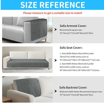 Gray quilted plush non slip sofa armrest cover designed for living room slipcover protection and comfort