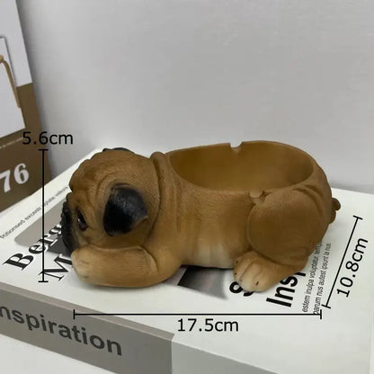Brown resin bulldog ash tray with black ears and eyes ideal as a resin ash tray or puppies resin ash accessory