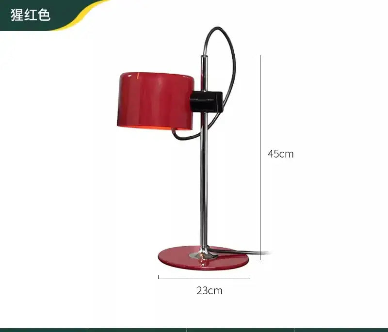 Red and black chrome coupe table lamp with scarlet cylindrical shade and polished chrome stem for decorbites chrome coupe décor