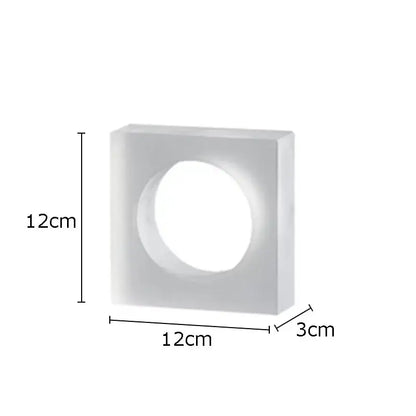 White square-shaped led light fixture with central circular cutout measuring 12cm by 12cm and 3cm depth for crystal arch glass sculpture decor