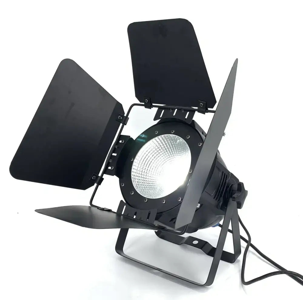 Black metal led par cob stage light with adjustable barn doors and reflective lens for living room use