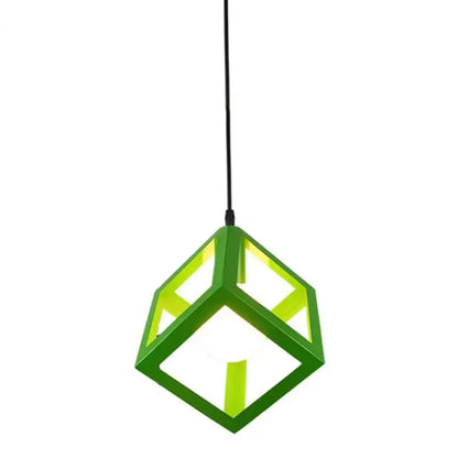 Green geometric cube pendant light from decorbites elegant square chandelier for modern kitchen decorbites pendant light