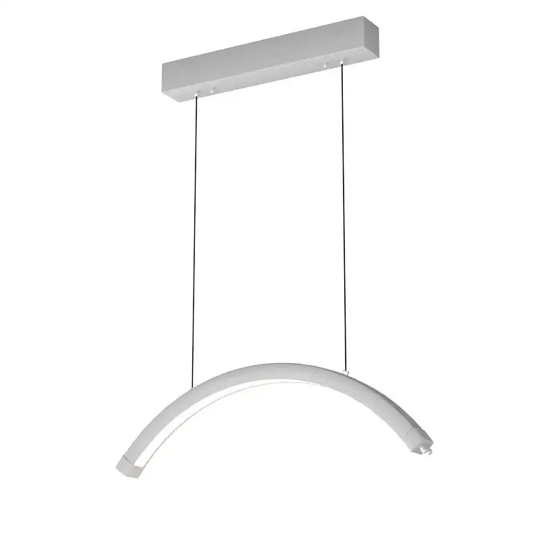 Refined modern white led pendant light with sleek curved design and minimalist rectangular ceiling mount for beauty studio