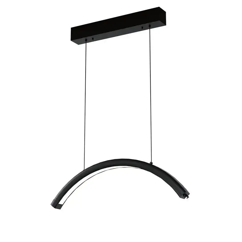 Black modern arc-shaped led pendant light with sleek matte finish and minimalist design for refined modern spaces