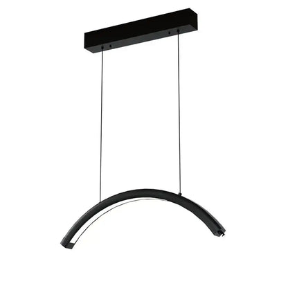 Black modern arc-shaped led pendant light with sleek matte finish and minimalist design for refined modern spaces