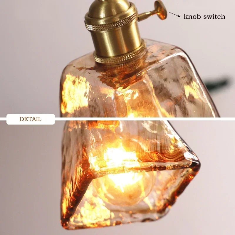 Retro Amber Glass Japanese-Style Pendant Light - Decorbites