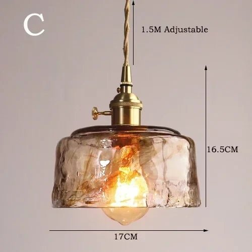 Retro Amber Glass Japanese-Style Pendant Light - Decorbites