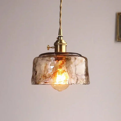 Retro Amber Glass Japanese-Style Pendant Light - Decorbites