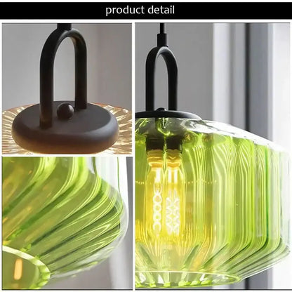 Vibrant lime green ribbed color glass dining chandelier with matte black metal fixture ideal for decorbites color glass decor