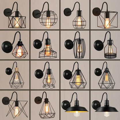 Retro black cage guard wall sconce with exposed edison bulbs for bedroom decorbites black cage lighting fixture