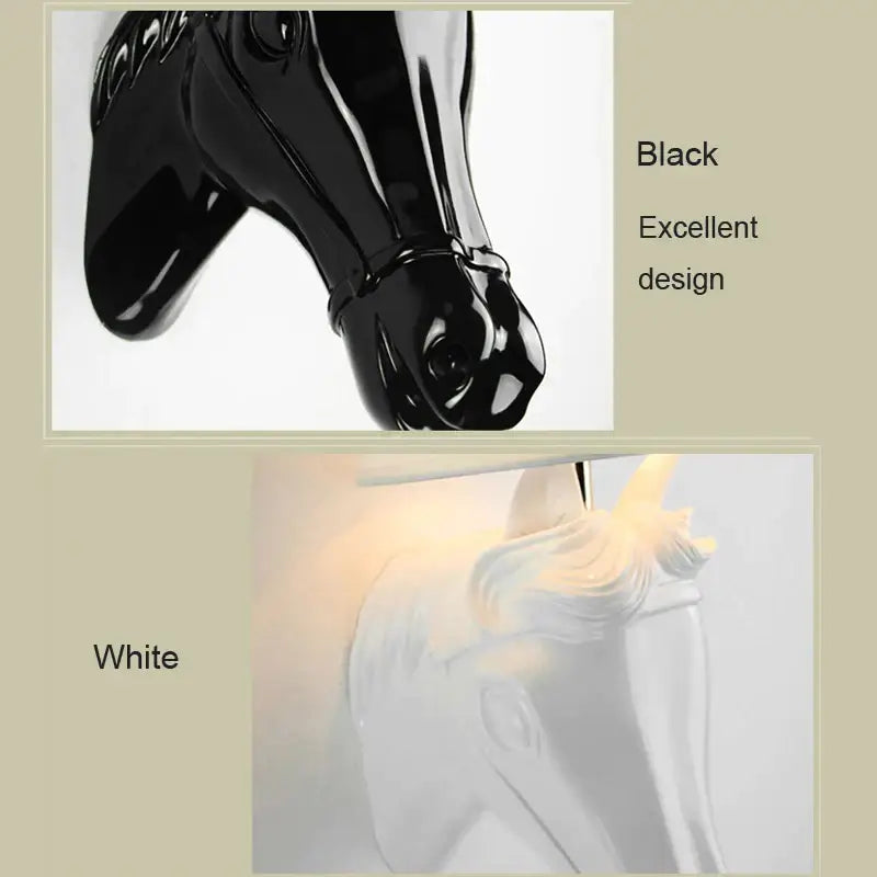 Retro black horse wall lamp bedroom ceramic sconce with glossy design available in white decorbites horse wall lamp variant