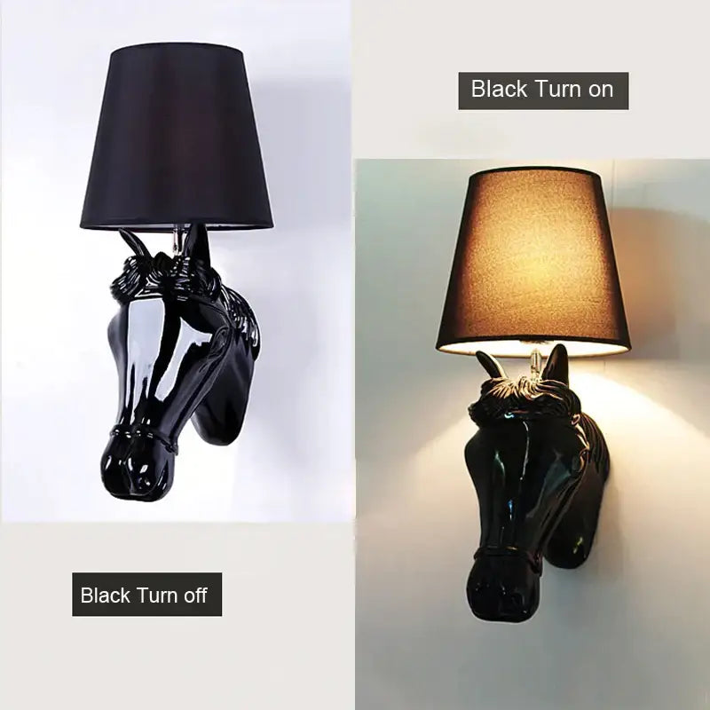 Retro black ceramic horse wall lamp with matte black shade ideal for bedroom decorbites horse wall lamp sconce
