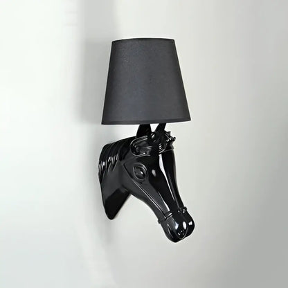 Retro black horse wall lamp ceramic sconce with matte black lampshade ideal for bedroom decorbites horse wall lighting