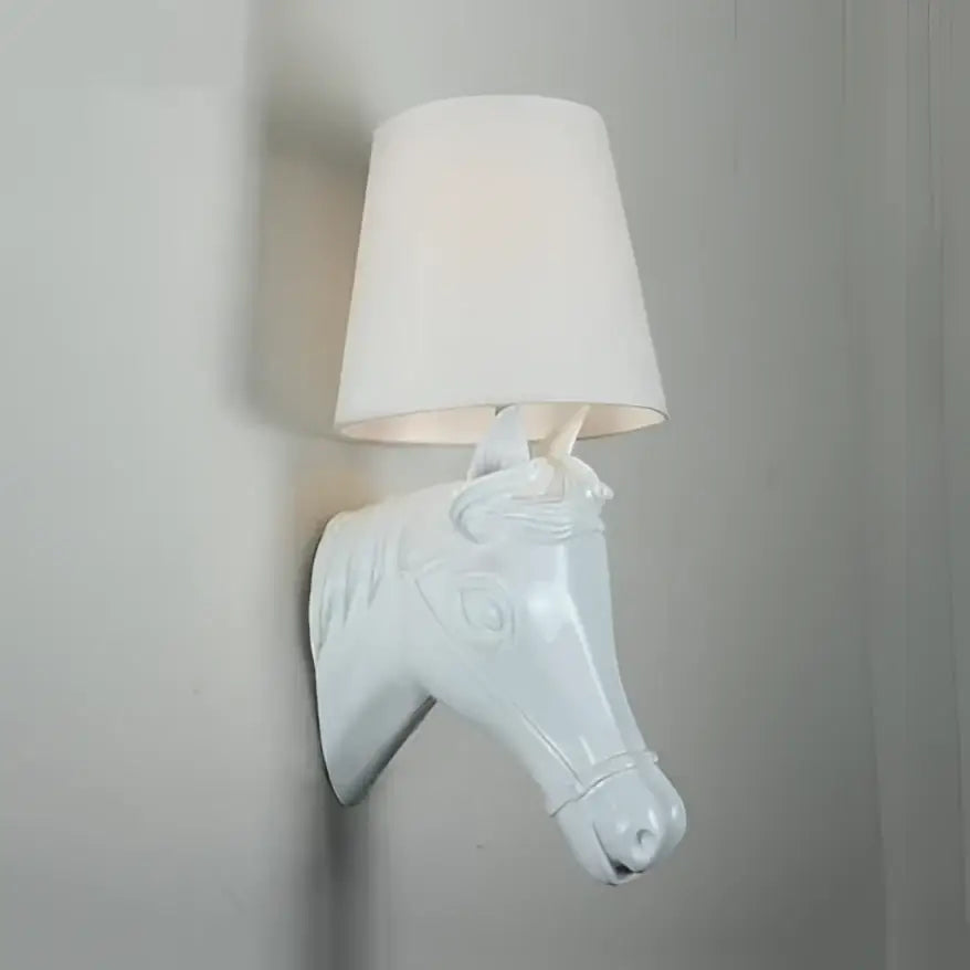 White ceramic horse wall lamp with cream fabric lampshade retro black horse wall lamp bedroom decorbites horse wall decor