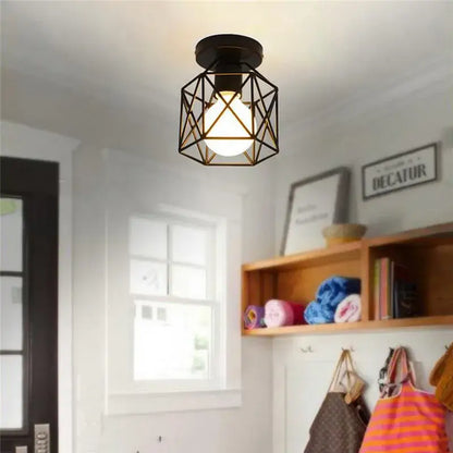 Black metal geometric pendant light with warm glow iron frame decorbites iron frame perfect for kitchen decor