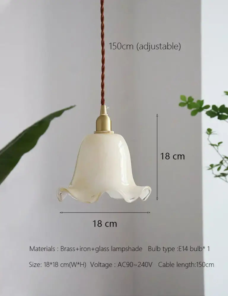 Retro cream glass led pendant lamp with brass finish and braided cord ideal as a kitchen pendant lamp