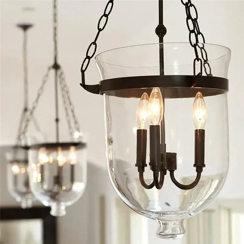 Retro dark bronze glass bucket pendant light with clear glass and metal frame for dining room decorbites pendant light