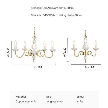 Cream white led decorbites cream white ceramic and copper chandelier with five ornate arms for dining room pendant lighting