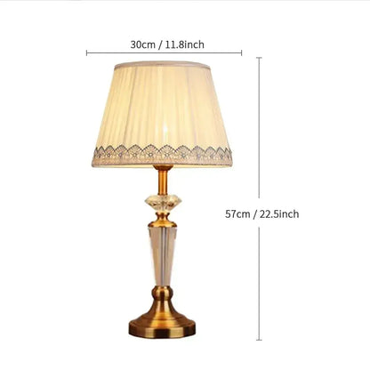 Elegant gold-toned crystal floor lamp with cream pleated shade and lace trim for decorbites crystal floor lamp decor