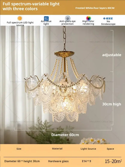 Elegant 60cm retro french floral glass dining room chandelier with frosted white layered glass and gold hardware decorbites glass dining