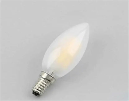 A frosted white retro decorbites frosted e14 led candle bulb with metallic screw base for dining room chandeliers