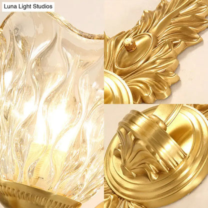 Retro gold crystal wall lamp 220v-240v 110v-120v ornate gold-toned wall sconce with clear textured glass shade light type