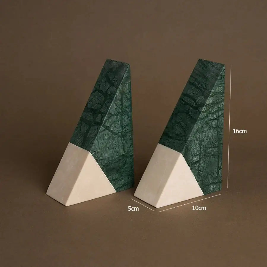 Retro green and beige marble bookends with a modern two-tone design perfect for home decor and decorbites green marble collections