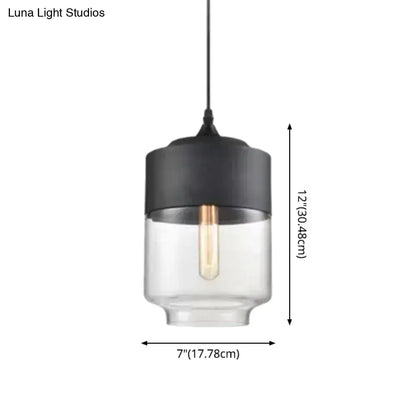 DecorBites™ black and clear glass light pendant lighting with visible edison bulb in retro industrial style for restaurant
