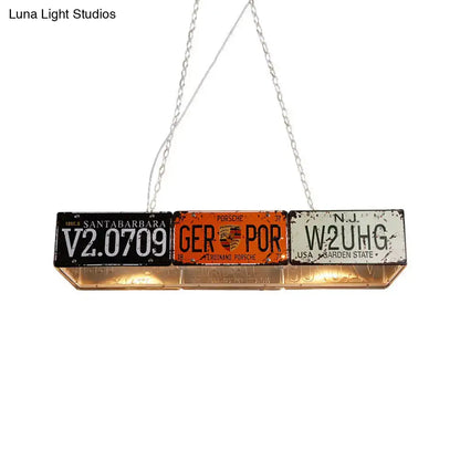 Decorbites™ retro industrial metal pendant light 5 bulbs rectangle with vintage license plates 220v-240v 110v-120v