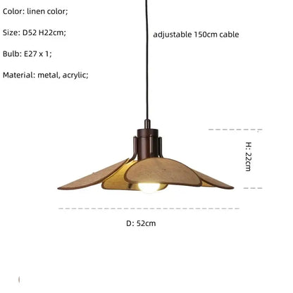 Linen-colored decorbites hat pendant light with metal acrylic construction and adjustable 150cm cable for dining room