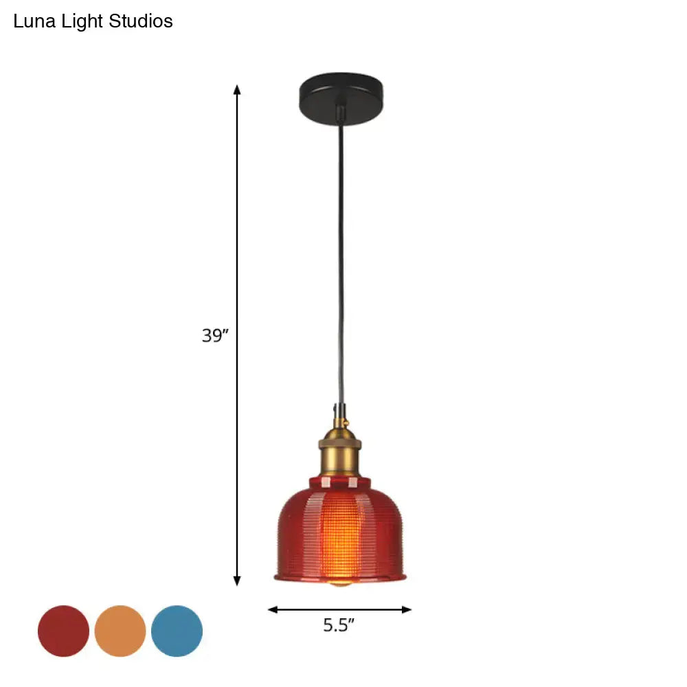 Decorbites mila retro style red textured glass carillon pendant light with brass fixture and black cord for dining room