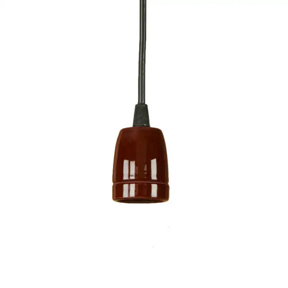 Decorbites™ retro style mini pendant light with adjustable black red ceramic conical fixture and black cord