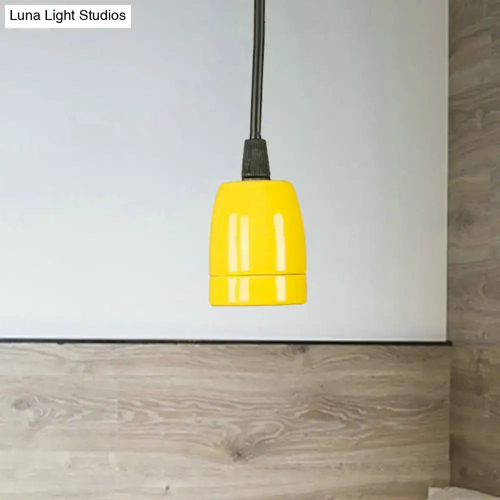 DecorBites™ bright yellow ceramic pendant light with black cord for adjustable red ceramic ceiling fixture lighting