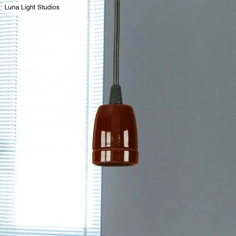 Decorbites retro style mini pendant light with black red ceramic tapered shade and adjustable metallic stem