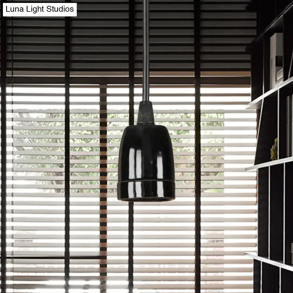 DecorBites™ retro style black red ceramic pendant light with matte finish ribbed design and adjustable cord for ceiling use