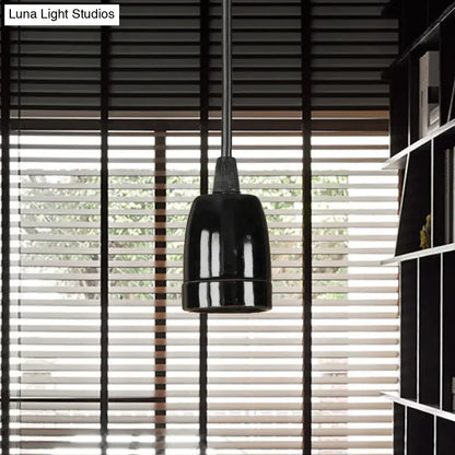 DecorBites™ retro style black red ceramic pendant light with matte finish ribbed design and adjustable cord for ceiling use