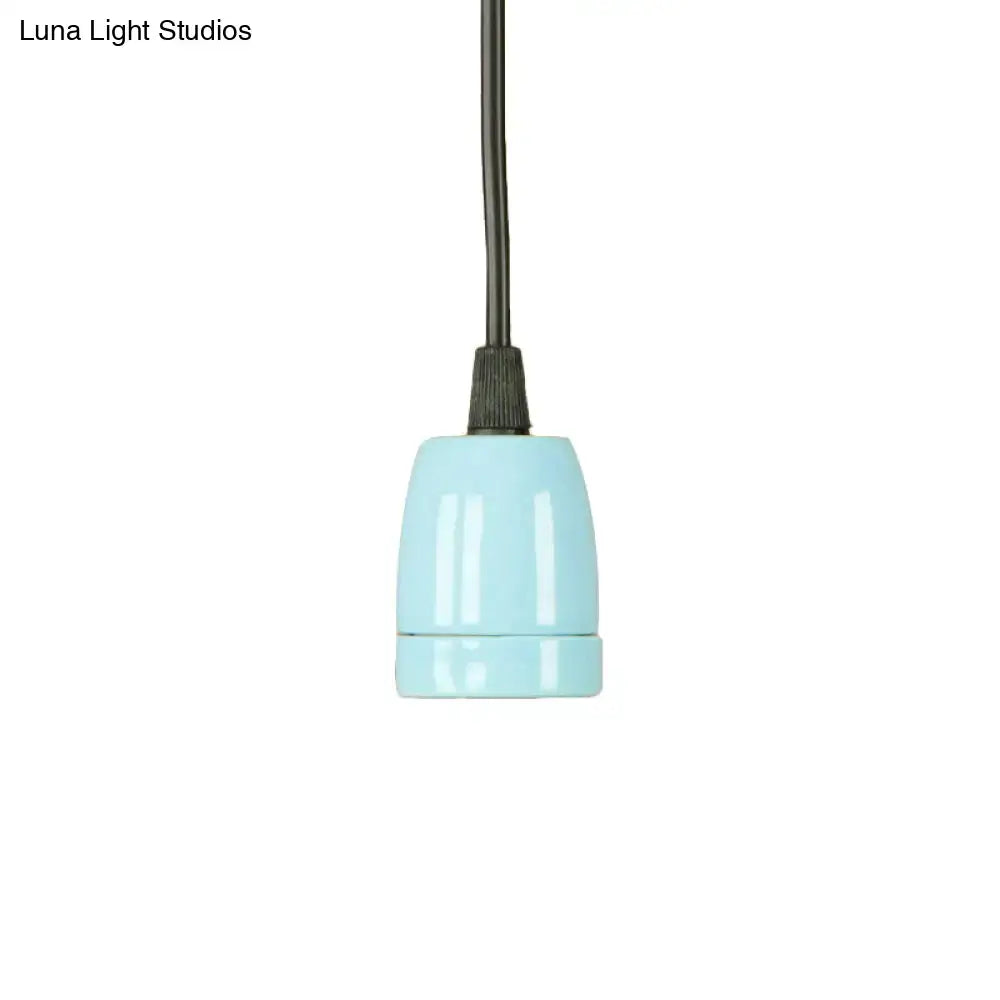 Decorbites™ retro style pendant light with sleek light blue ceramic socket and black cord for red ceramic ceiling use