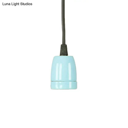 Decorbites™ retro style pendant light with sleek light blue ceramic socket and black cord for red ceramic ceiling use