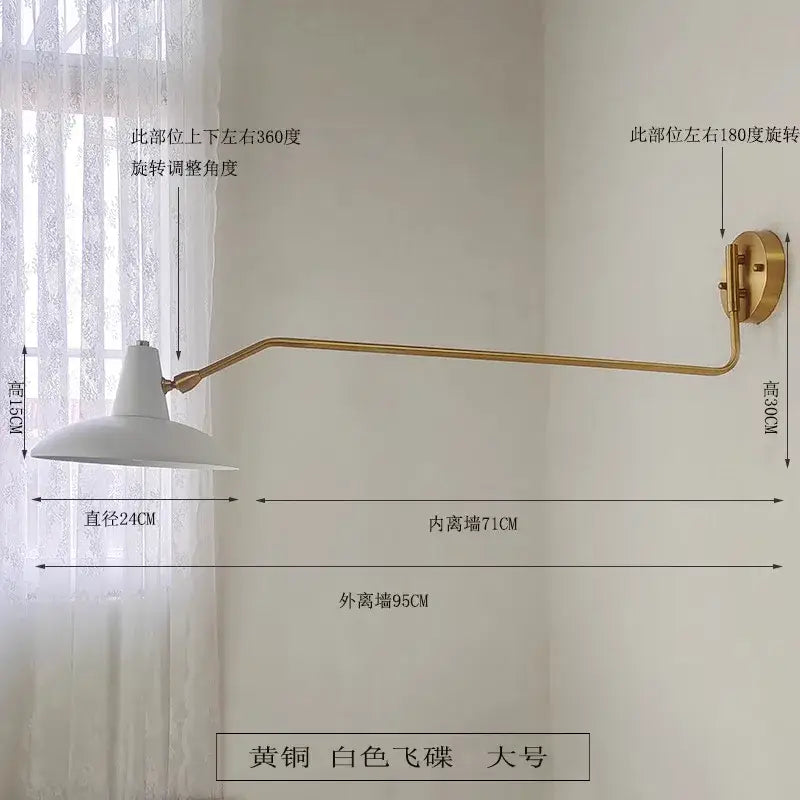 A sleek brass wall lamp with white conical shade and adjustable swing arm for bedroom reading decorbites copper swing