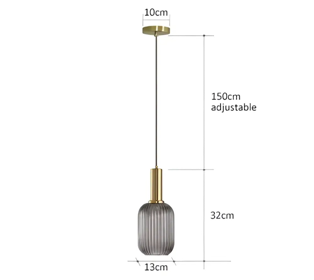 Modern pendant lights with gold-toned metal fixture and ribbed smoked glass shade for dining room decorbites colorful glass