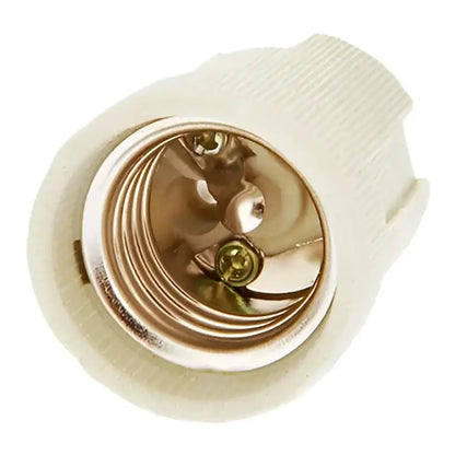 Cream-colored fabric-covered lamp holder with metallic base and brass terminals decorbites creamic e27 socket for living room lighting