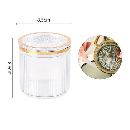 Clear glass acrylic seasoning jar with vertical ridges and gold-trimmed sunburst lid for decorbites seasoning jar set