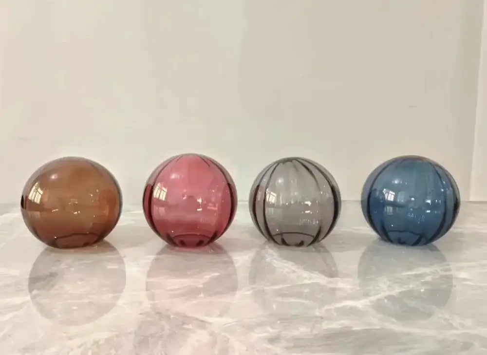 Ribbed colorful glass ball pendant light set with amber rose gray and blue decorbites glass ball pendant lamp